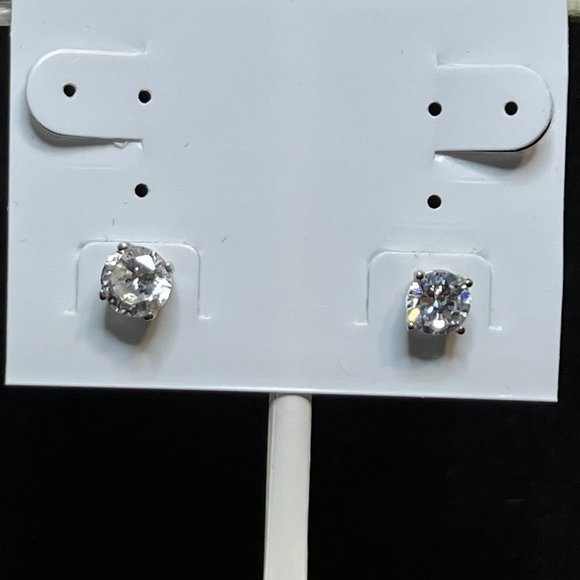 Vintage Sterling Silver And CZ Pierced Earrings (3779) - Picture 2 of 6